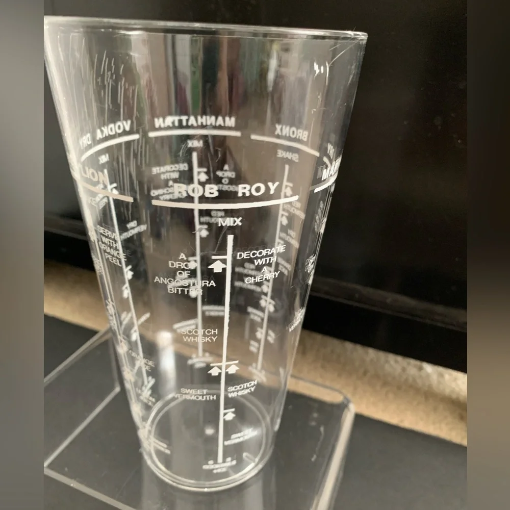 Drink Mixer Tumbler Cup Cocktails Cheat Sheet Clear Plastic Tall